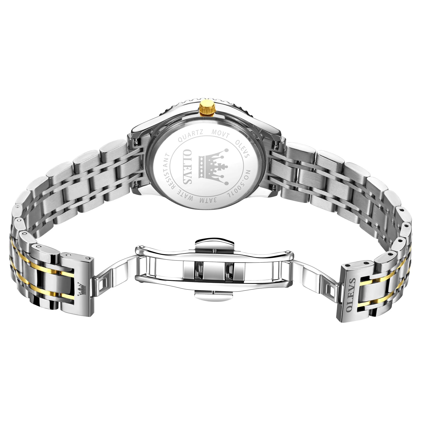 OLEVS Womens Watches Small Face Ladies Watches for Women with Day Date Diamond Silver Gold Two Tone Stainless Steel Waterproof Analog Reloj para Mujer Classic Fashion Dress Quartz Womens Wrist Watch