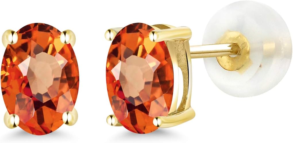 Amazon Gem Stone King 1 1カラット 天然 オレンジサファイア ピアス レディース 14金 イエローゴールド K14 ネックレス 通販