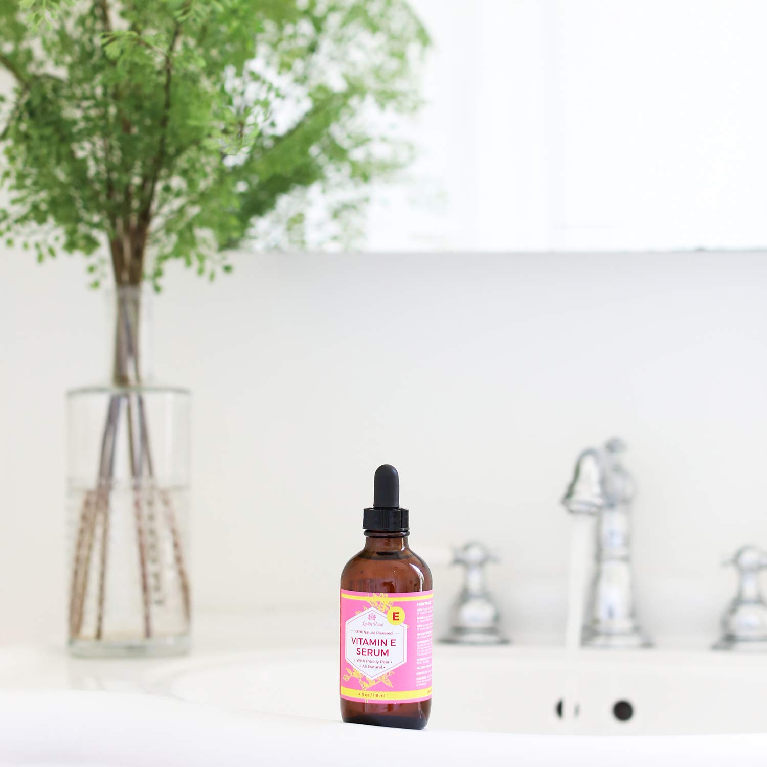 Vitamin E Serum by Leven Rose 100% Pure Organic All Natural Face, Dry Skin & Body Moisturizer Treatment, Hair & Nail Growth Oil, Pure Makeup Remover, Acne Cleansing Oil Large 4 oz: Beauty