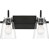 Designers Fountain Inwood 2-Lights Vanity Light Fixture, 16 Inch Wall Mount Sconce for Bathroom, Bedroom or Mirror, Black, D2