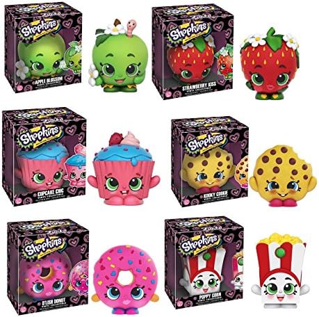 Shopkins Apple Blossom, Poppy Corn, Strawberry Kiss, D’lish Donut, Kooky Cookie and Cupcake Chic Vinyl Figures Set of 6