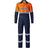 Yukirtiq Men's Reflective Coverall Breathable Mechanic Jumpsuits Long Sleeve Work Suit Hi Vis Coveralls