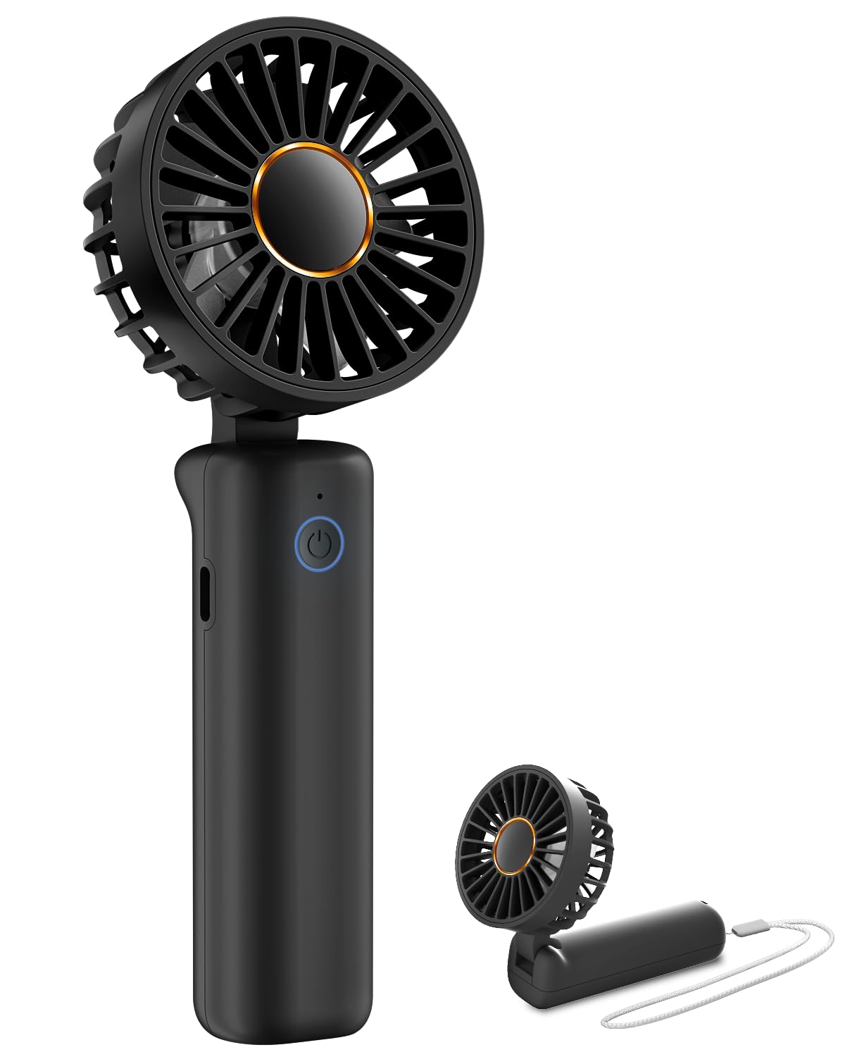Photo 1 of FrSara Portable Handheld Fan Rechargeable, Small Mini Folding Desk Fan Upgraded Wind Power, 3-Speed, 2000mAh Long Battery Life, Quiet, Portable, Suitable for Outdoor Travel, Black