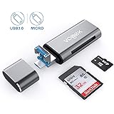 USB 3.0 SD/Micro SD Card Reader, VOGEK Portable Memory Card Reader with Standard USB Male & Micro USB Male Connector for Smartphones/Tablets with OTG Function