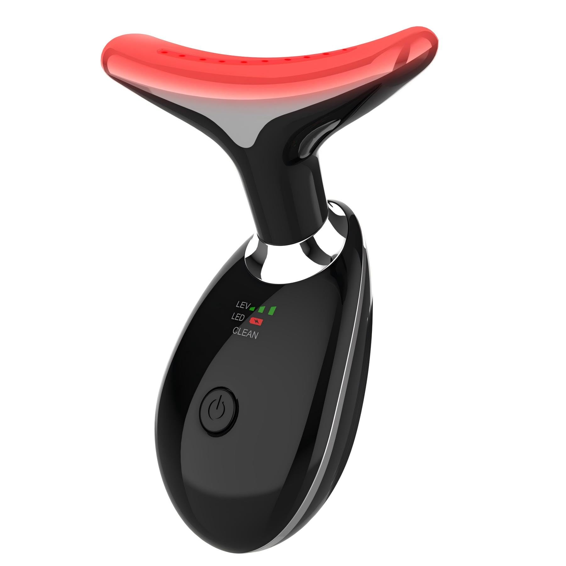 Photo 1 of ELISHINE Red-Light-Therapy-for-Face and Neck, 7 Color Light Based Facial Massager, Portable Skin Care Tool (Black)