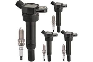 OYEAUTO UF651 Ignition Coil Pack 27300-2E000 and Iridium Spark Plugs 18851-11070 Set of 4 Fit For Hyundai Tucson,Elantra,Elantra GT/Coupe 2012-2020&Kia Soul,Forte,Forte 5/Koup 2012-2019 1.6L 1.8L 2.0L 2.4L L4