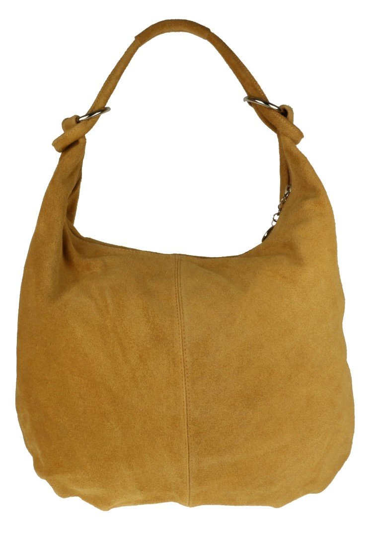 Girly Handbags Womens Hobo Italian Suede Leather Shoulder Bag - Tan
