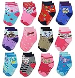 Deluxe Non Skid,Anti Slip,Slipper Ankle Socks For Baby,Toddler,Kids,Boys,Girls (5-7 years, 12 pack/assorted)