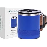 Elemental Recess Lowball Tumbler, 10oz Triple Wall Stainless Steel Cup with Non-Shattered Tritan Lid, Insulated Whiskey Glass, Insulated Coffee Tumbler Mug for Hot & Cold Drinks - Royal Blue