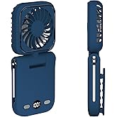 onovatpol Mini Portable Handheld Clip On Rechargeable Personal Hand Fan with LED Display, Pocket Battery Operated 100 Speed Adjustable Small Fan for Travel/Outdoor/Concerts/Lash/Makeup/Gift(dark blue)