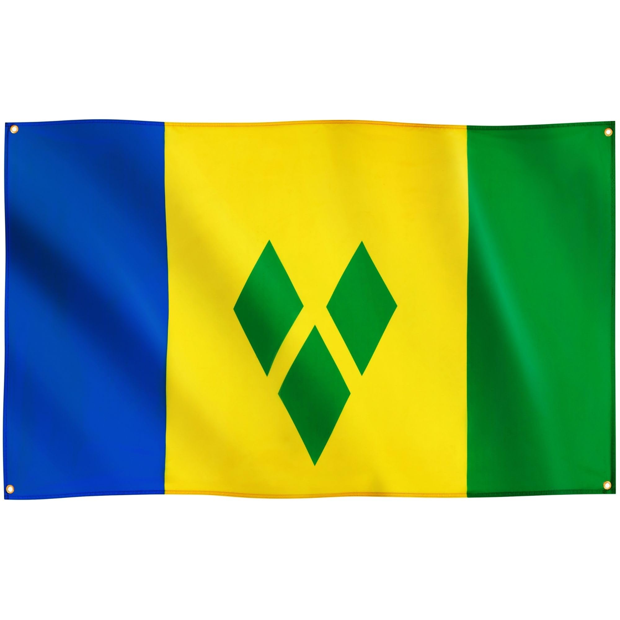 Runesol Flag of Saint Vincent and the Grenadines, 91x152cm, 3ft x 5ft, 4 Rings, Caribbean flags, Three Diamond Flag, National Hero Day, Outdoor — image 1