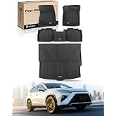 YHTAUTO Automotive Floor Mats & Cargo Mat Compatible with Nissan Rogue 2021-2026 (Not Rogue Sport/Select), TPE Floor Liners All-Weather Protection Custom Fit, 1st & 2nd Row & Trunk Mat, Set of 4