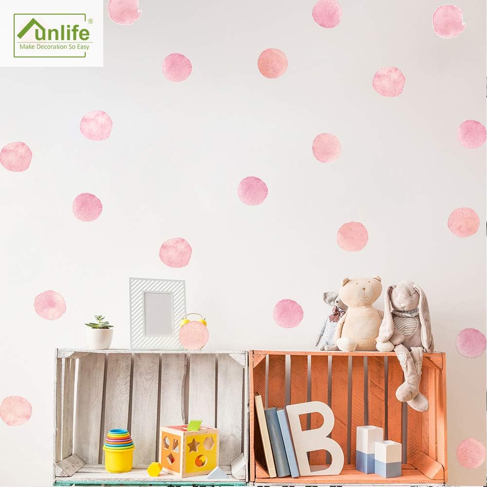 Pink Watercolor Polka Dot DIY Embellishments Wall Sticker Decal for Kid Girl Nursery Room Decortaion - Pink 36 Dots of 2.36in - Image 3