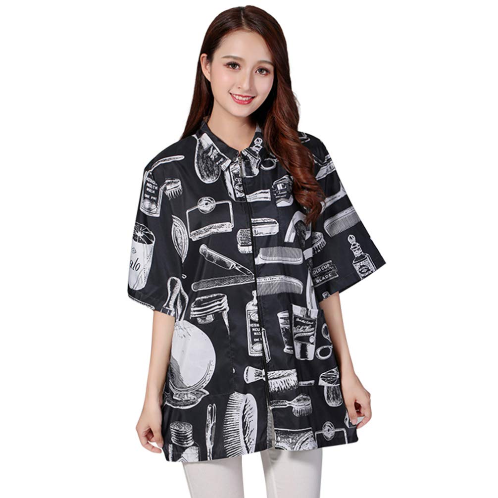 Lurrose Barber Jacket Hair Salon Stylist Hairdresser Grooming Smock Vest Shirt Uniform Work Clothes for Women Men