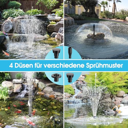 POPOSOAP 20W Solar Pond Filter with Fountain Pump, Complete Pond Filtration Set and Solar Fountains for Small Garden Ponds, Aquariums and Water Games