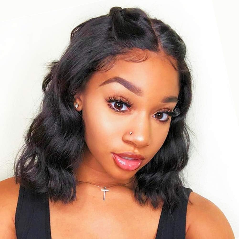 Mironica Body Wave Wig Human Hair Lace Front Wigs for Black Women Pre plucked with Baby Hair Brazilian 150% Density Virgin Natural Hairline Glueless 13×4 Frontal Bob Short Raw 100% Unprocessed 10A 10"
