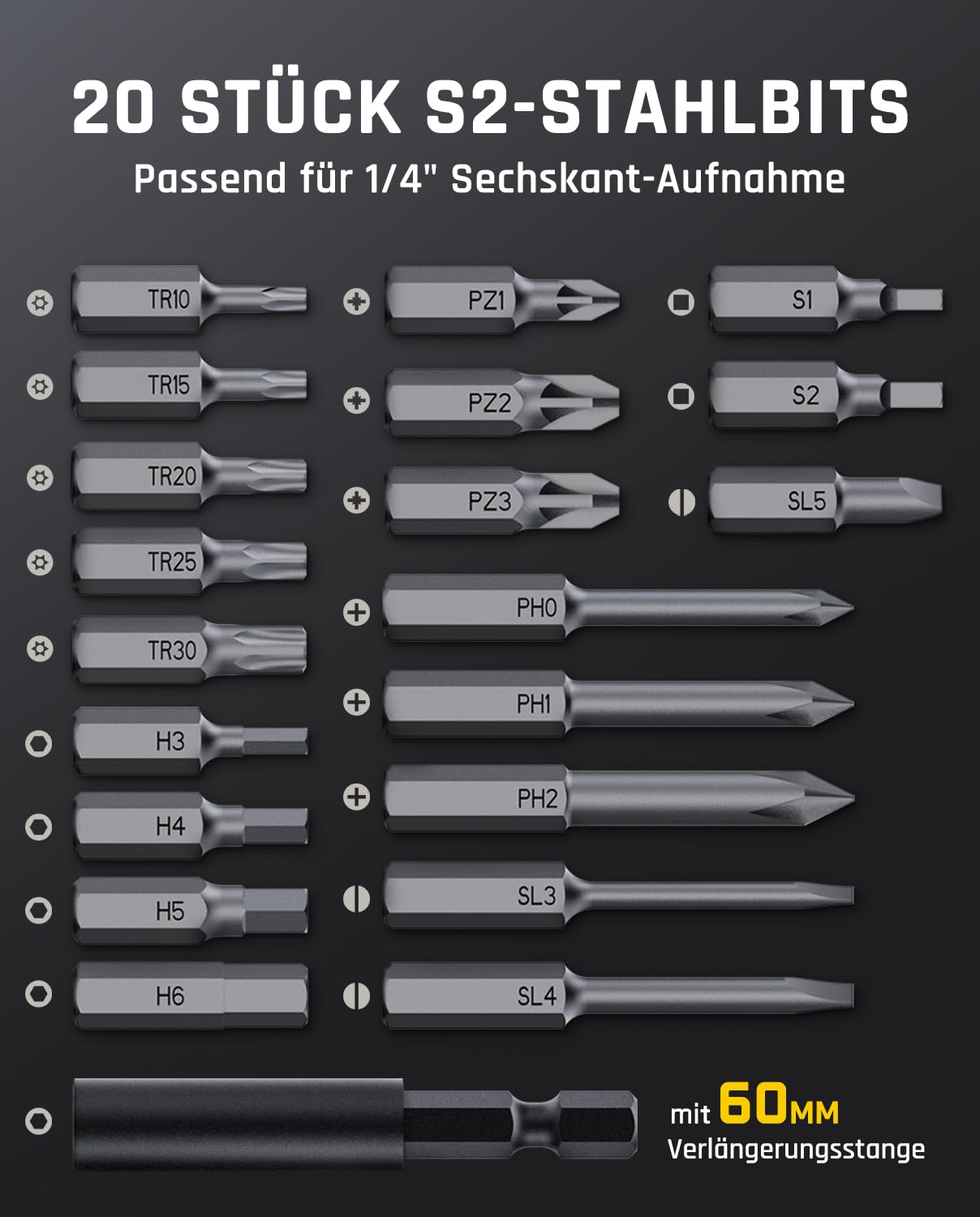 Fanttik S2 Pro 3,7V Elektroschrauber, Akku-Schrauberset, 7 Drehmoment (0,5 bis 6 Nm), 20 magnetische Bits, 1/4-Zoll-Sechskant-Aufnahme mit 90°-Adapter, geeignet für Möbel und Haushaltsreparaturen 7