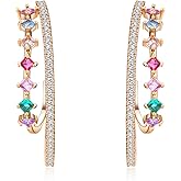 Rhinestone Hoop Earrings for Women Crystal Dangle Hypoallergenic Hoop Earrings Cubic Zirconia Earrings Party Wedding Jewelry Gift