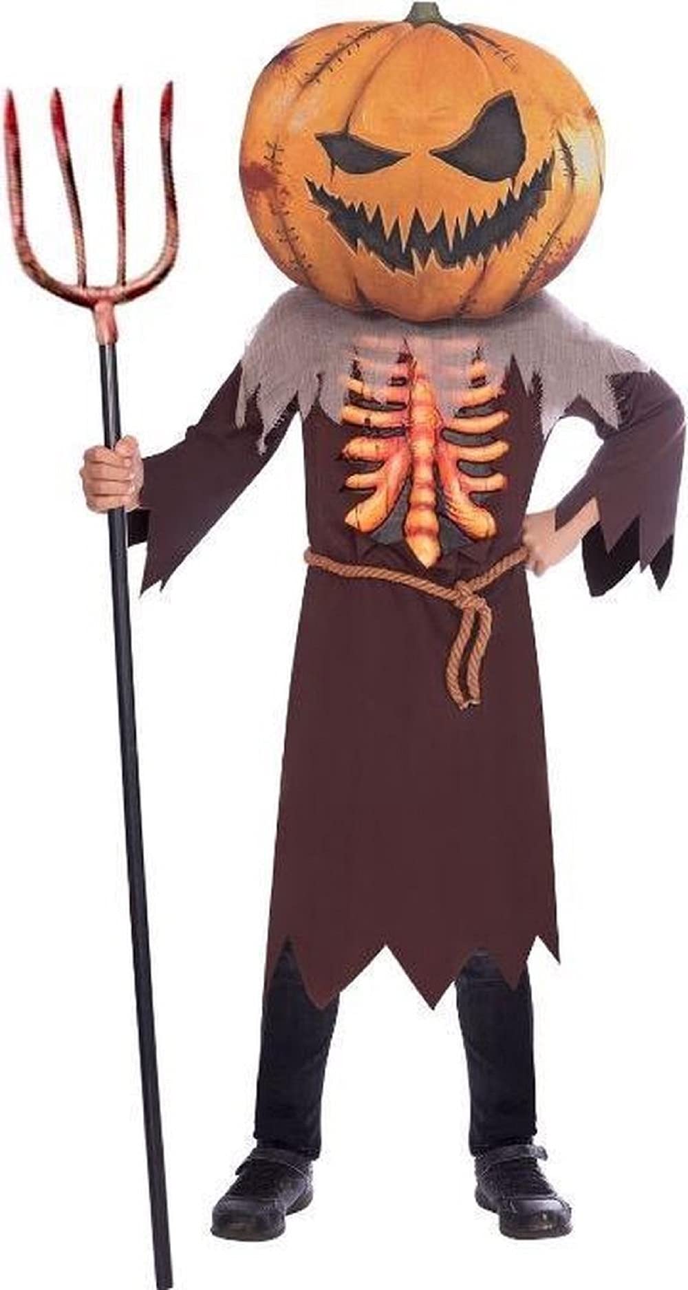 (Fix 1/1) (9907138) Child Scary Big Head Pumpkin Costume (10-12yr)