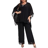 Plus Size Mother of Bride Pant Suits 3 Piece Chiffon Party Sets Handmade Sequins Wedding Guest Outfit