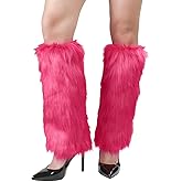 WMG Furry Faux Fur Leg Warmers For Women Fur Long Boot Covers Fluffy and Stretchy Leg Warmers For Christmas Cosplay