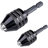 LONKER 1/4 Inch Hex Shank Keyless Drill Chuck Quick Change Adapter Converter drill adapter (0.3-6.5mm 0.3-3.6mm)