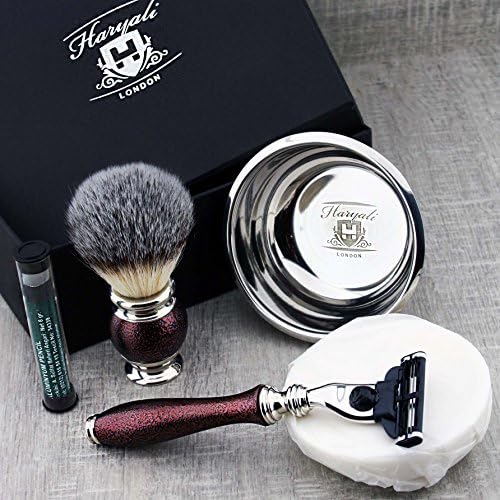 Haryali London Shaving Kit, 5 Pc Shaving Kit, 3 Edge Shaving Blade Shaving Razor, Synthetic Hair Shaving Brush, Shaving Soap - Image 4