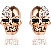 Xusamss Punk Body Piercing Earrings Crystal Skull Stud Earrings