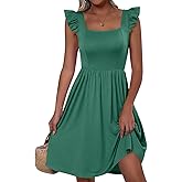 ANRABESS Womens Summer Short Dress 2026 Square Neck Sleeveless A Line Ruffled Wedding Casual Cute Teen Beach Mini Sundress