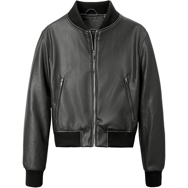 Amazon.com: Womens Faux Leather Jacket Casual Zip Up Cropped