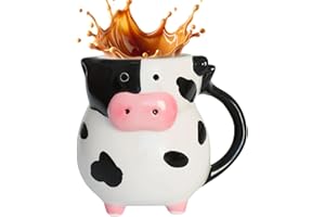 Ceramic Cow Coffee Mug - Funny Cow Mug - 3d Ceramic Mugs in Cows Shape - Large Coffee Mugs, Funny | for Women, Men, Boys, Gir