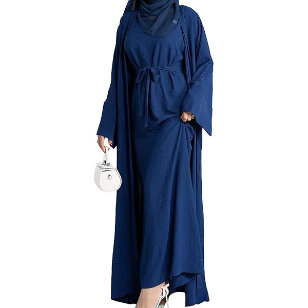 Ensembles Assortis Musulmans 2 Pièces Femmes Haut à Manches Longues Solide Dubai Ensembles De