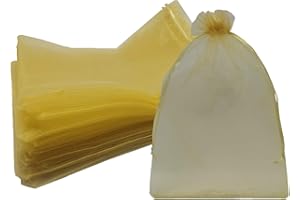 Ankirol 100pcs Sheer Organza Favor Bags 8 X 12 Large Organza Drawstring Bags (gold)