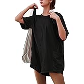 Tshirts Rompers for Women Casual Short Sleeve Back V Neck Oversized Pocket Shorts Overall Romper Cute Jumpsuits