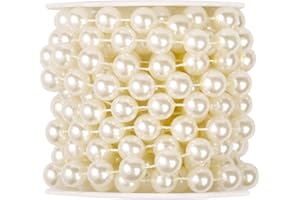 CADIKEZ [16.4Feet] Pearl Beads Garland, 12MM 5.4 Yards Faux Pearl Beads String Roll Bulk for DIY Craft Wedding Party Christmas Tree Decoration