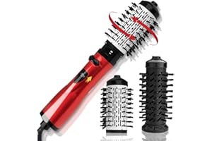 ALINUOYQ 3 in 1 Blow Dryer Brush,360° Rotating Hair Dryer and Hot Air Brush,HairDryer Styler & Volumizer,3Gear Temperature Electric Negative Ion Hair Styler Brush for Dry Straighten Curl Hair (A)