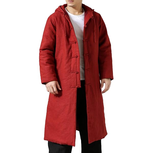 Men's Winter Jacket Hooded Quilted Coat Traditional Chinese Tang