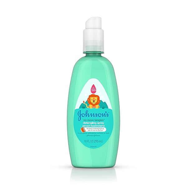 JOHNSON’S NO MORE TANGLES TODDLER & KIDS DETANGLING SPRAY TO UNLOCK KNOTS IN HAIR, HYPOALLERGENIC & PARABEN-FREE, NO MORE TEARS TEAR-FREE FORMULA FOR WET OR DRY HAIR, 10 FL. OZ