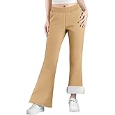 BIG ELEPHANT Girls Fleece Flared Pants – Soft Cotton Bell Bottom Pants with Pockets, Slim Thigh Fit for School & Daily Wear