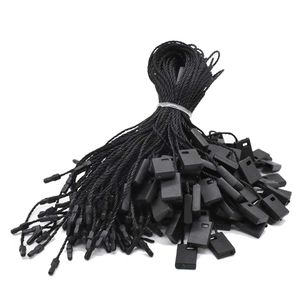 7" 1000Pcs Hang Tag String Price Fasteners with Snap Lock for Attaching Labels, Clothes, Jewelry, Luggage Accessories (Black)