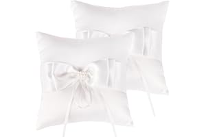 QIRMIZI 2 Pack Ring Pillow,Pearls Ring Cushion, Ring Bearer, Ring Holder for Beach Wedding, Wedding Ceremony, Proposal