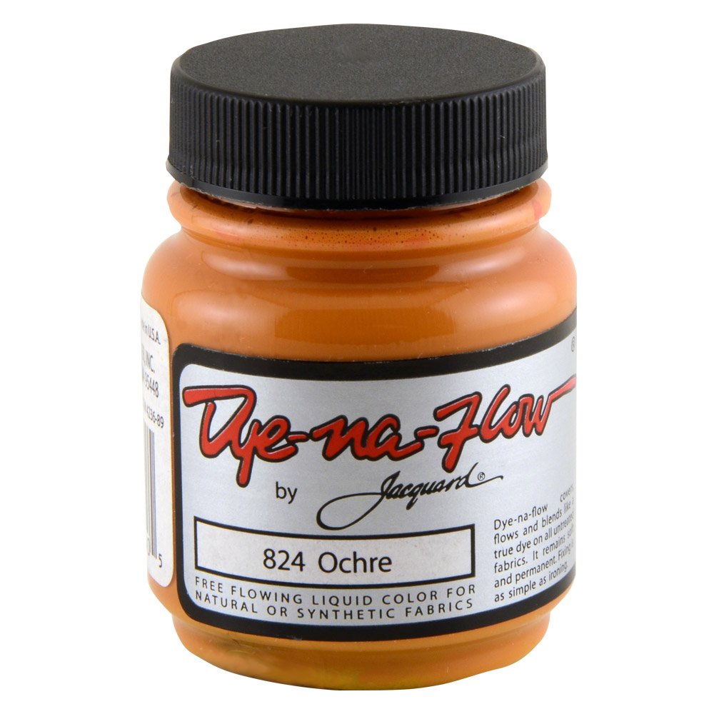 Jacquard Dye-Na-Flow Liquid Acrylic Paint, Versatile Fabric Colour for Silk Painting, Wood Staining and Crafts, Non Toxic Textile Medium, Ochre, 66.54 ml