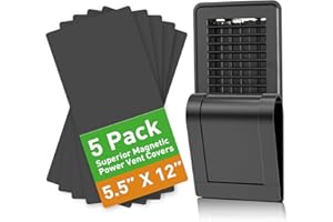 VE NI SCC Magnetic Vent Covers for Home Floor, Wall and Ceiling Vent Register, Black Vent Covers 5.5'' X 12'' for Complete Seal, Vent Cover to Block Air, for RV, Air Conditioning, HVAC and AC Vents, 5 Pack