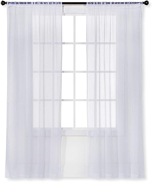 Amazon Com Room Essentials Sheer Curtain Panel White Crinkle