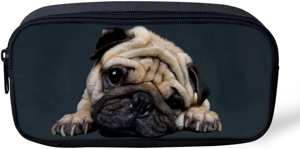Showudesigns Big Size Boys Girls Erasers Holder Pencil Pouch Pug Dog Pattern, Dog 2