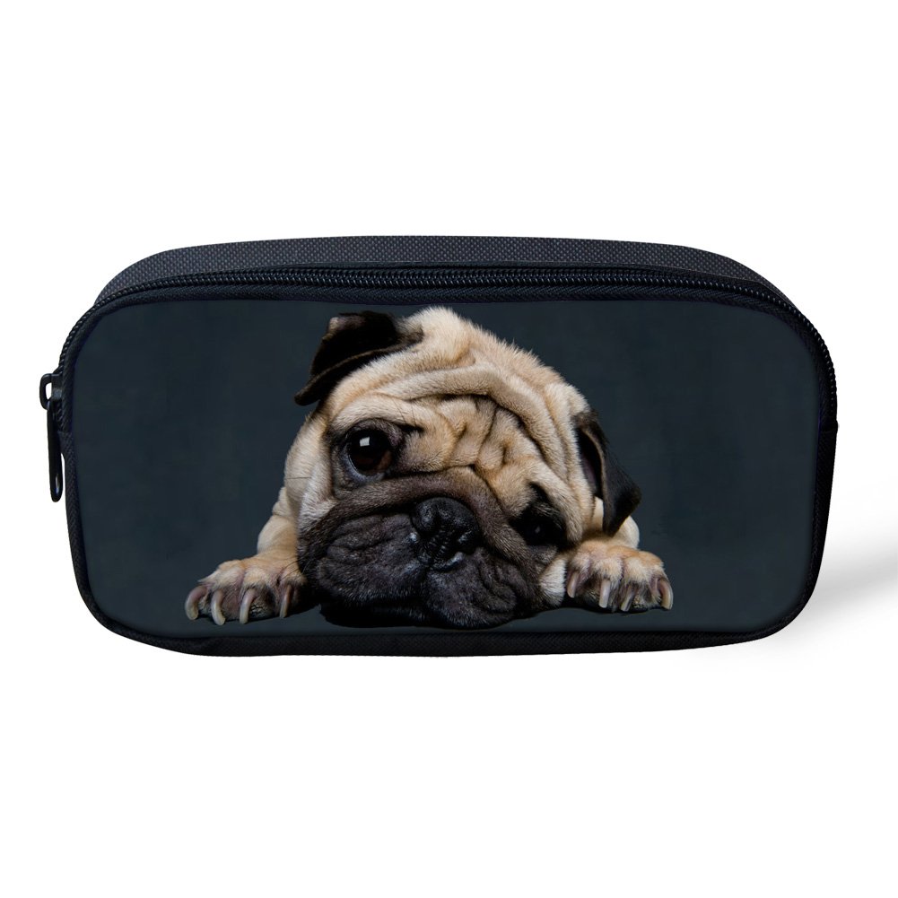 Showudesigns Big Size Boys Girls Erasers Holder Pencil Pouch Pug Dog Pattern