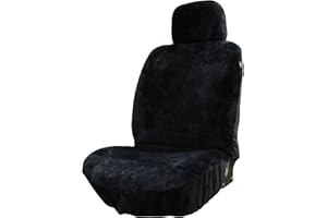 SHEEPSKIN ELITE Premium Sheepskin Car Seat Cover - All Season Comfort and Protection, Easy Installation (56" x 23", Black)