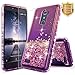 NageBee Quicksand Liquid Floating Glitter Flowing Sparkle Bling Diamond Cute Case w/[Tempered Glass Screen Protector] For ZTE ZMax Pro, ZTE Carry Z981, ZTE Blade X Max (Z983) -Pink/Purple