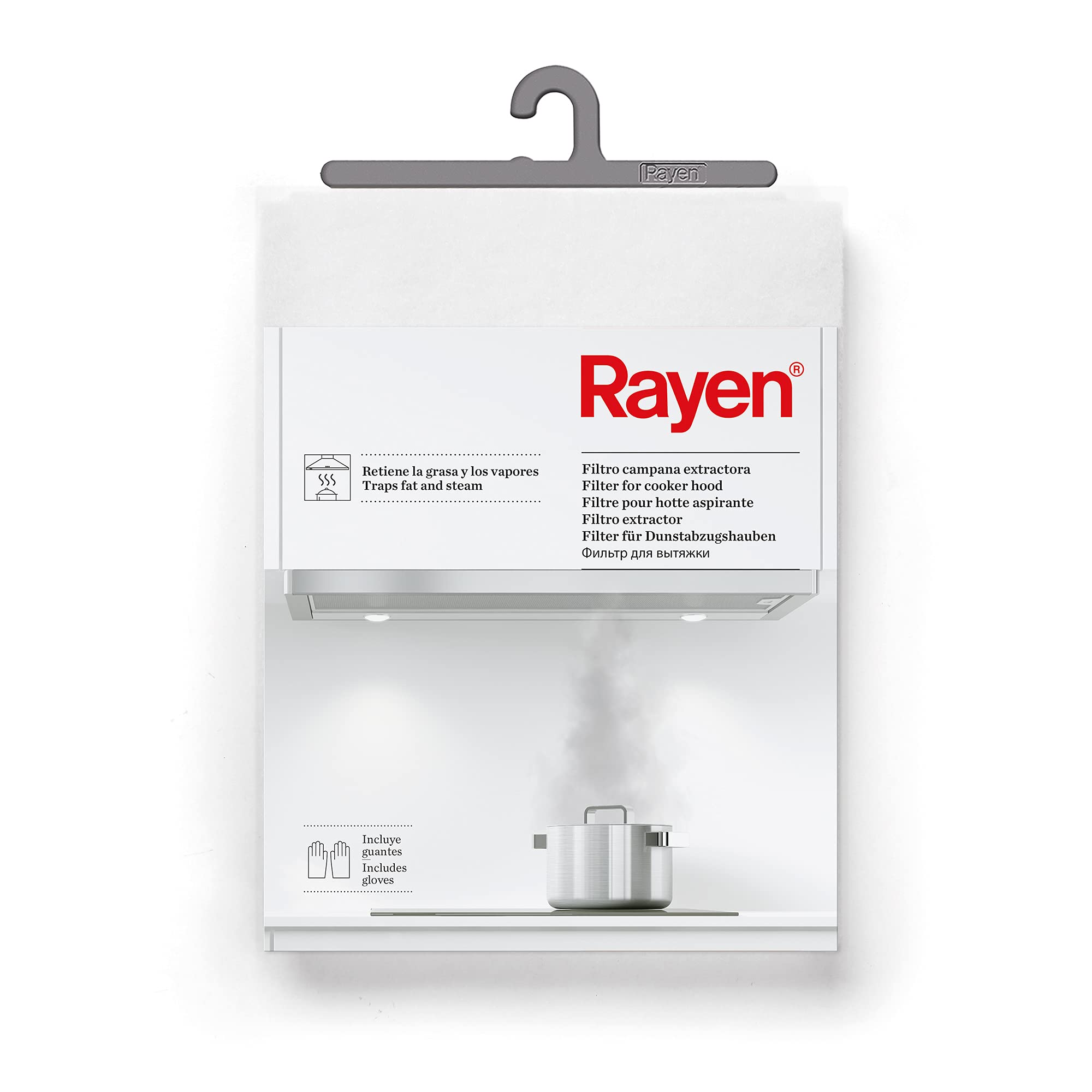 Rayen Cooker Hood Filter | Retains Grease and Vapors | Includes 1 Filter and 2 Gloves | Cuttable | 45 x 54 cm