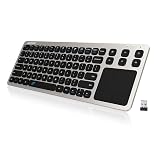 Arteck 2.4G Wireless Touch TV Keyboard with Easy Media Control and Built-in Touchpad Mouse Solid Stainless Ultra Compact Full Size Keyboard -Connected Computer, Smart TV, HTPC